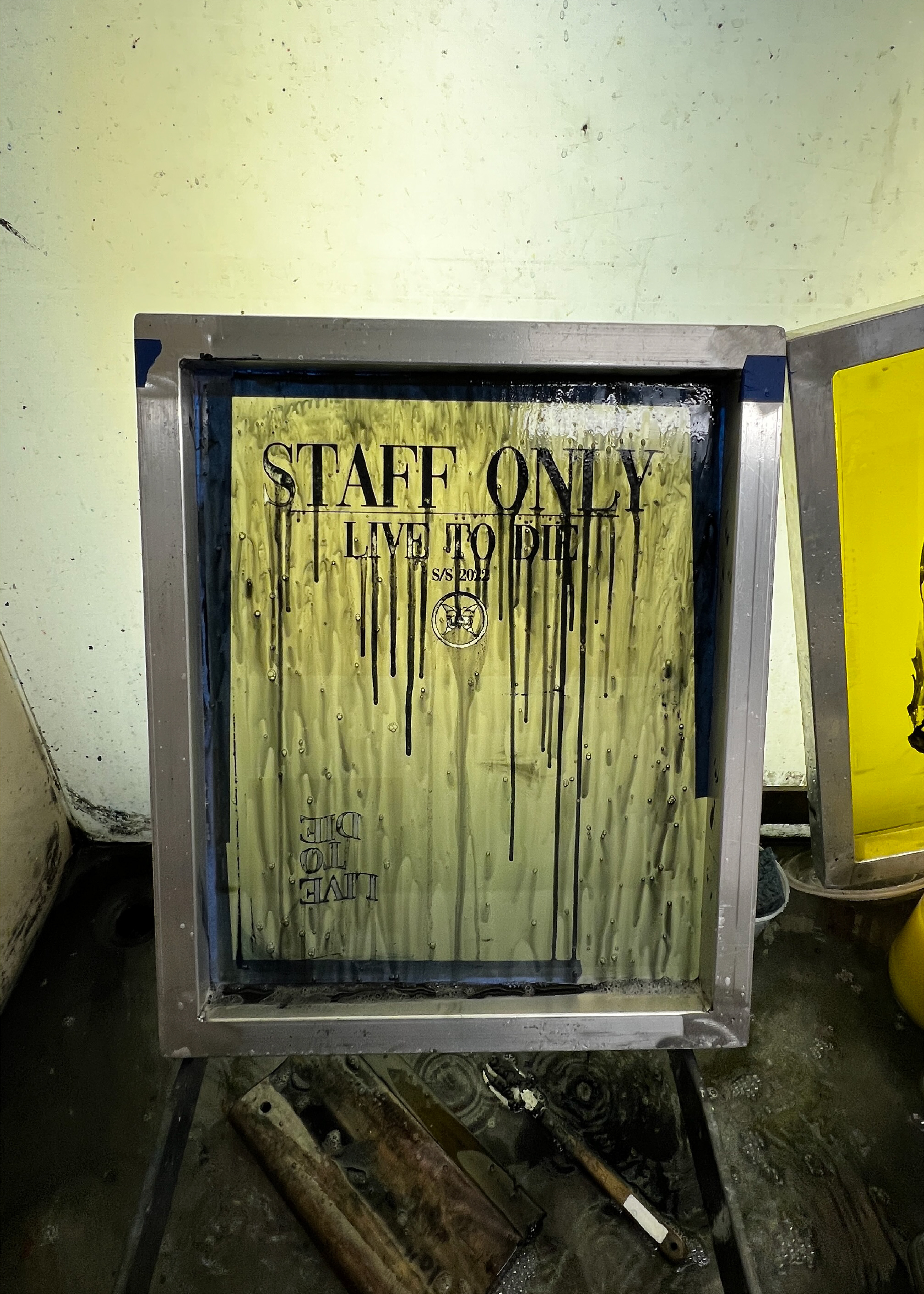 Live to Die screen prepared for printmaking