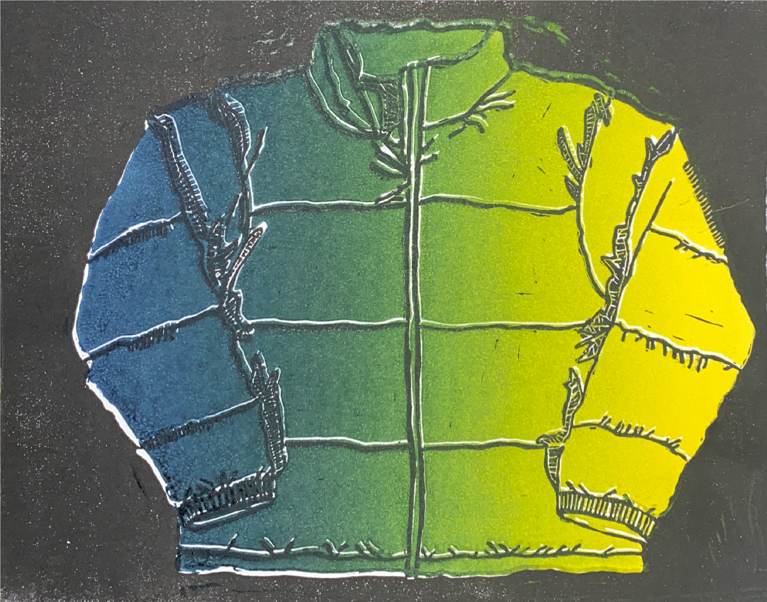 Rainbow-roll linoleum jacket print