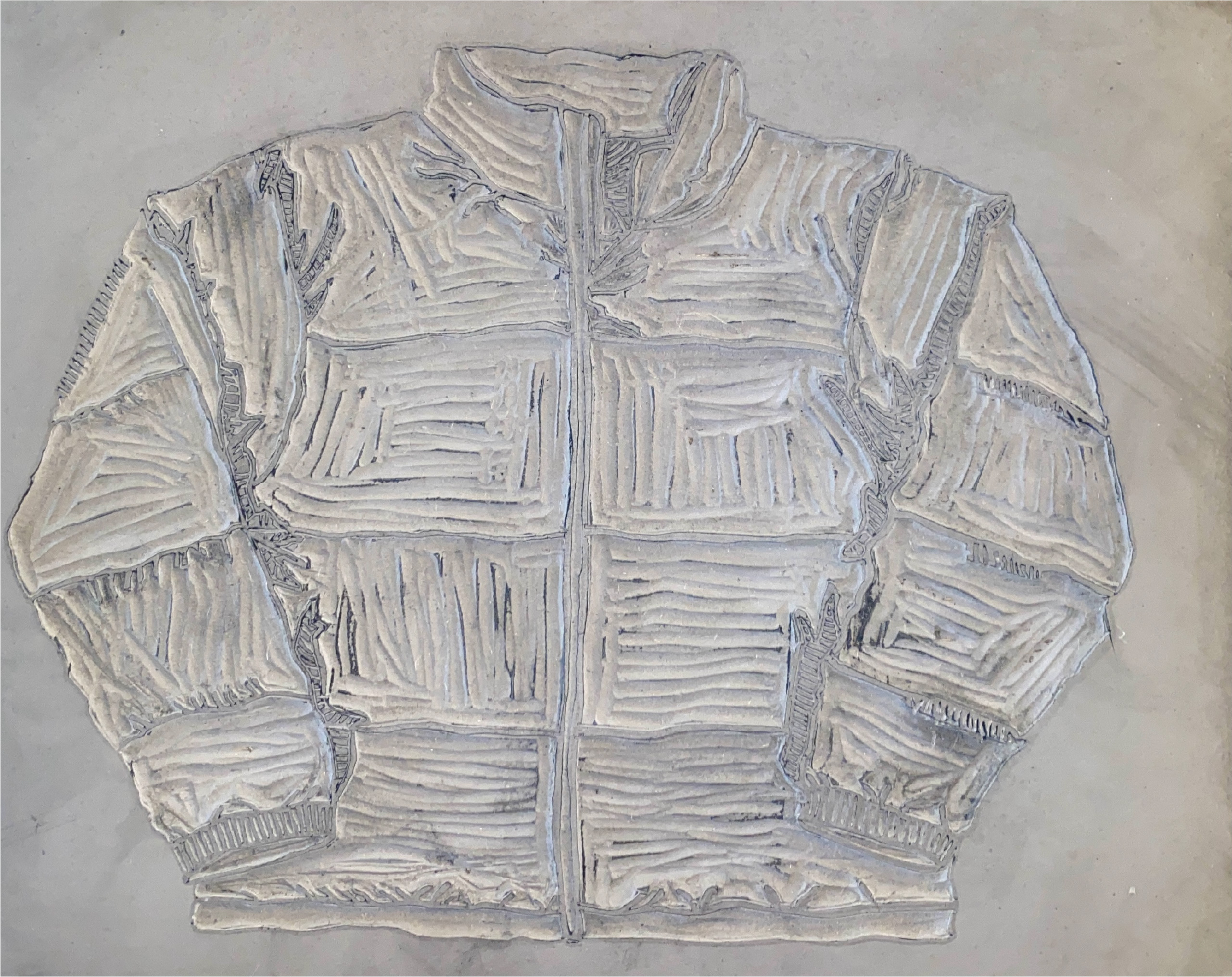 Carved freehand jacket linoleum plate