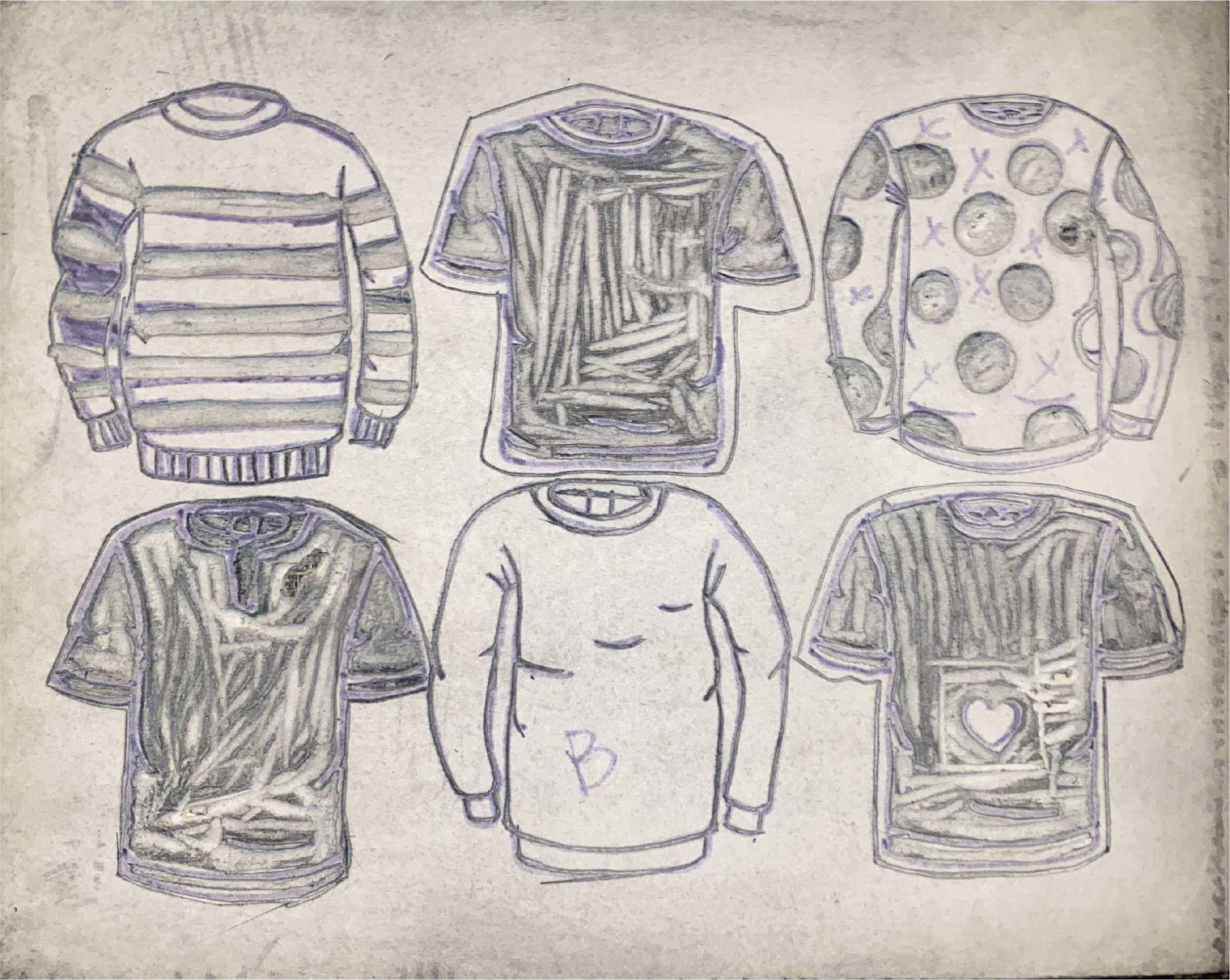 Black and white linoleum garment print