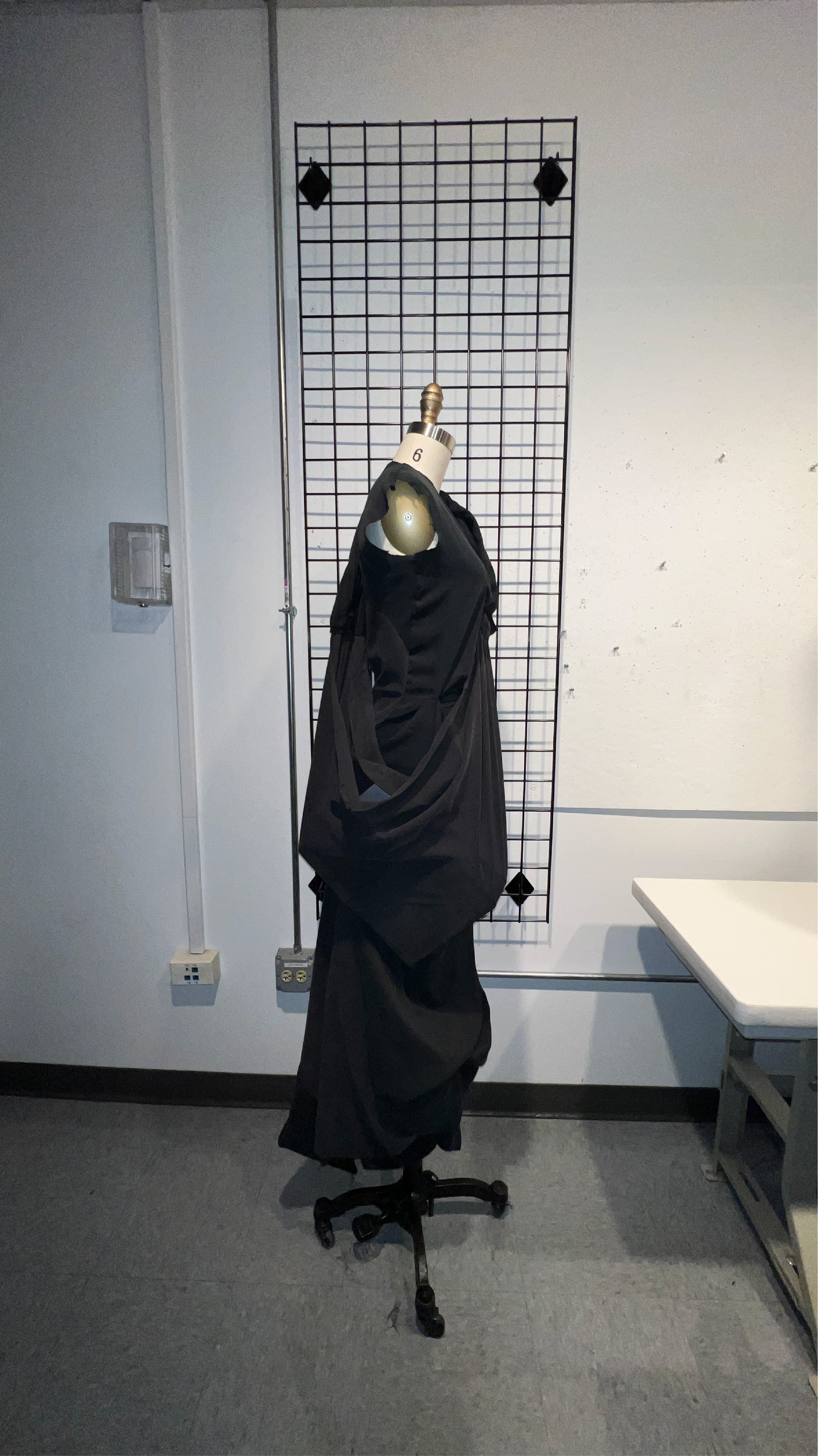 Final subtraction-cut garment, side view