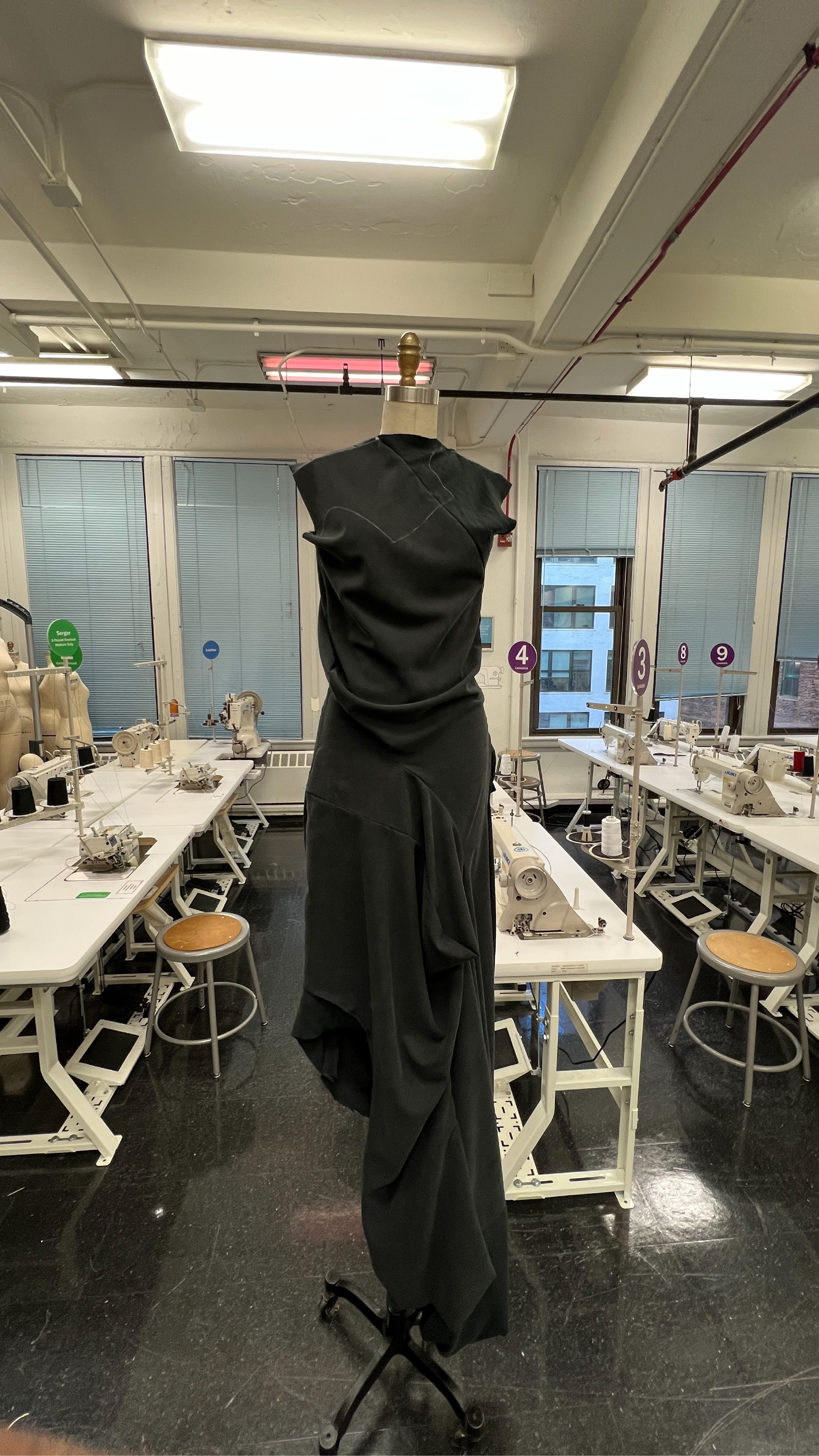 Subtraction-cut garment fitting, front view