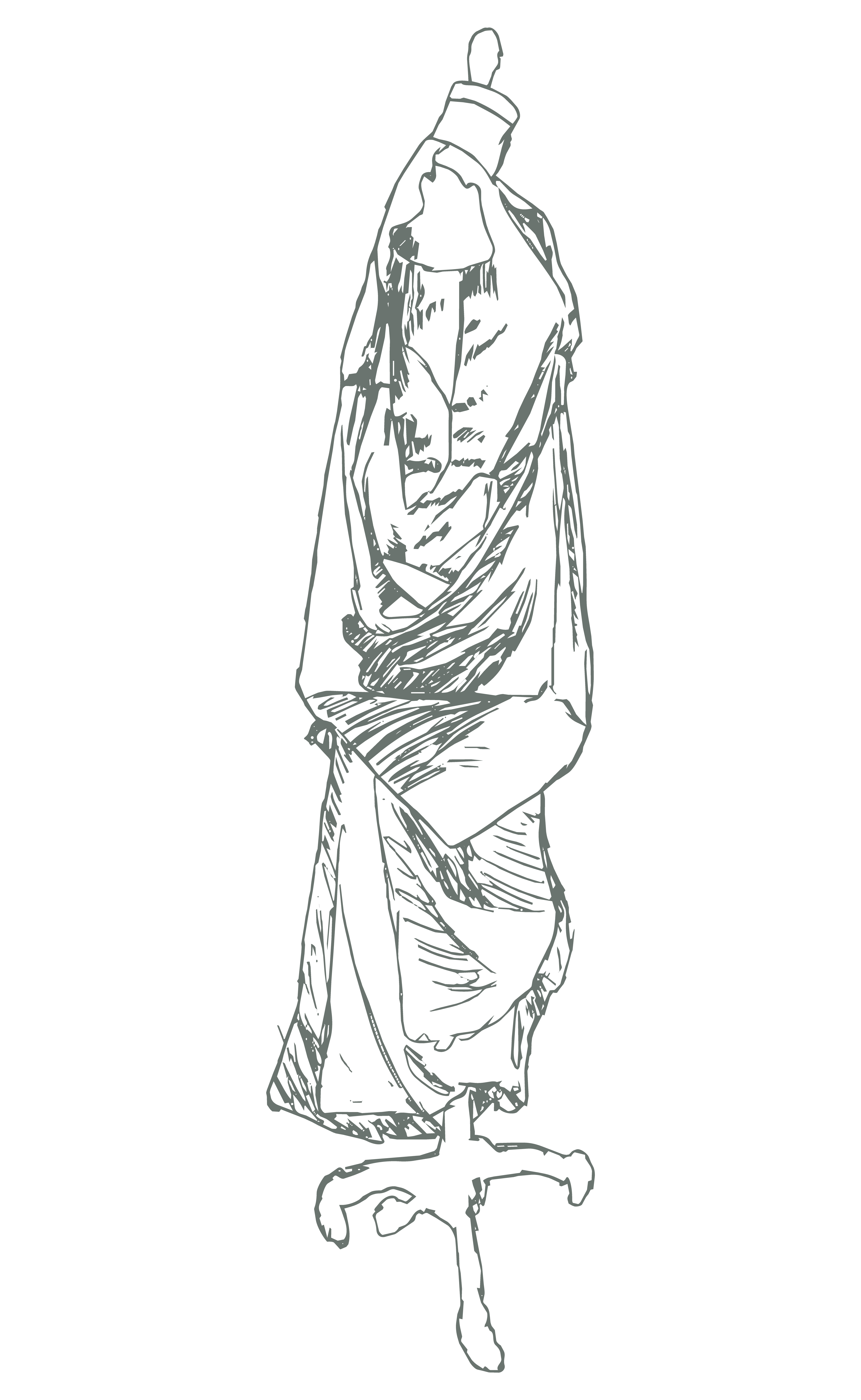 Subtraction-cut garment sketch, third view